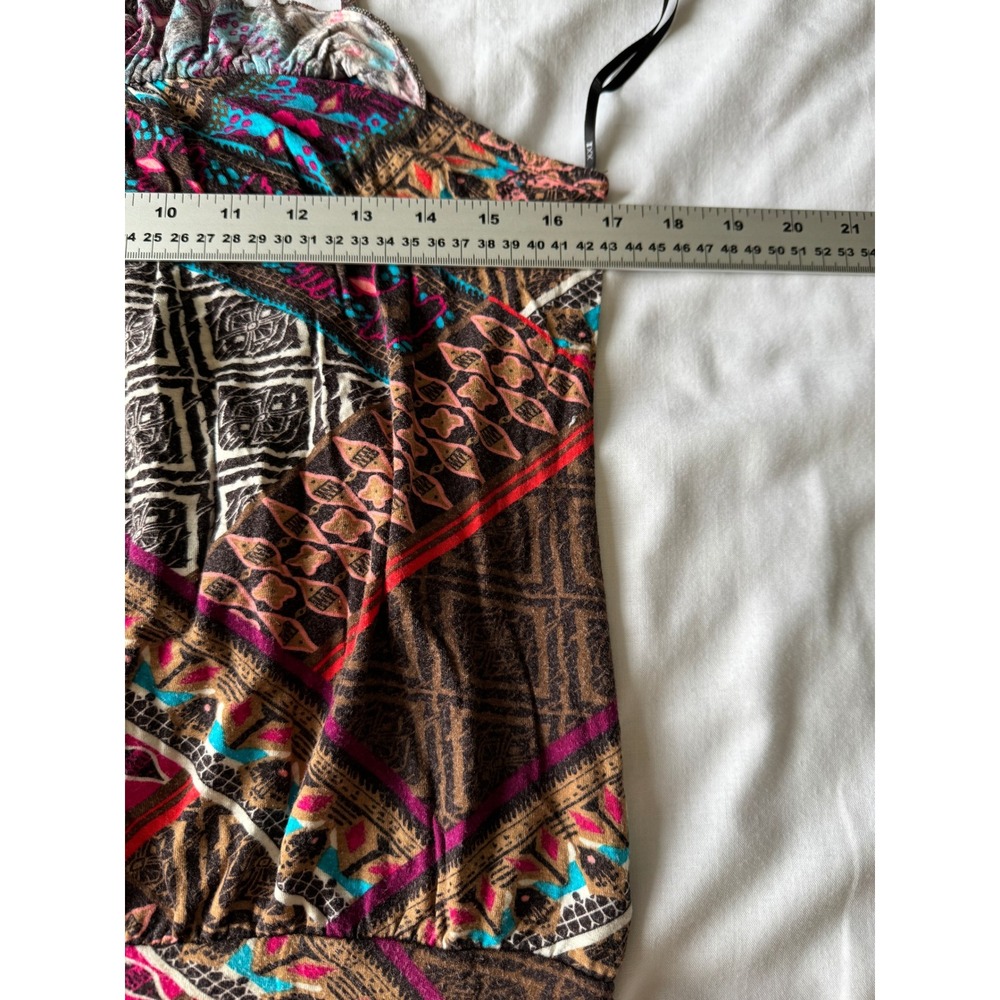 Forever 21 XXI Cami Tank Top Small Crochet Lace Racerback Boho Tribal Print Y2K - Picture 8 of 11